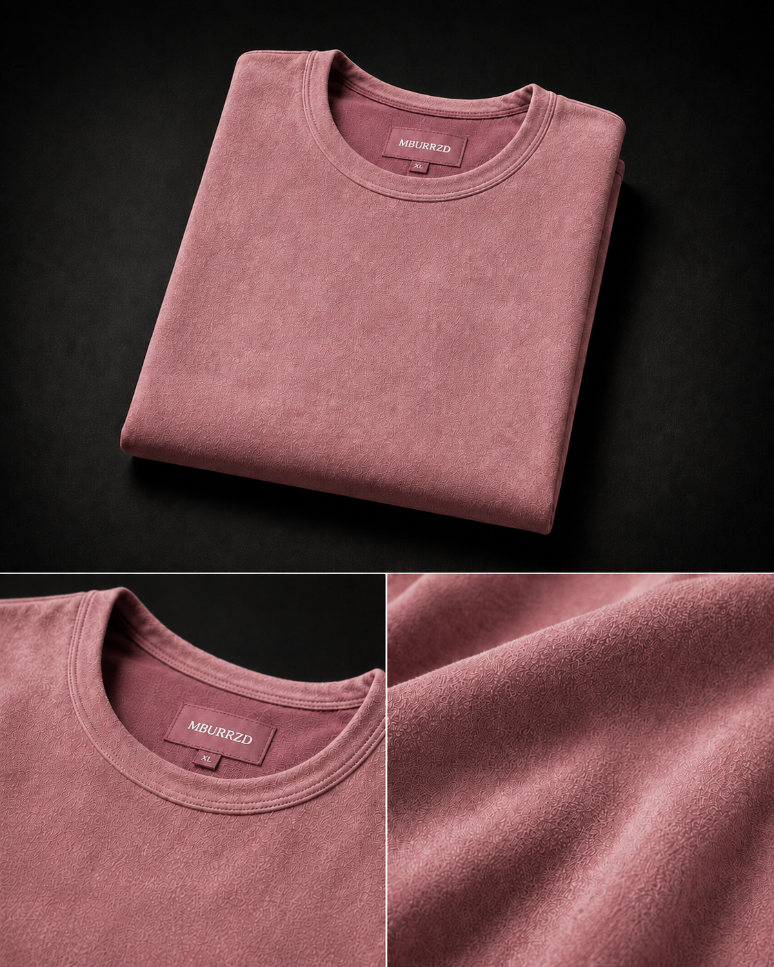 Regent Tee in Sundust folded, with a close view of the velvet pile