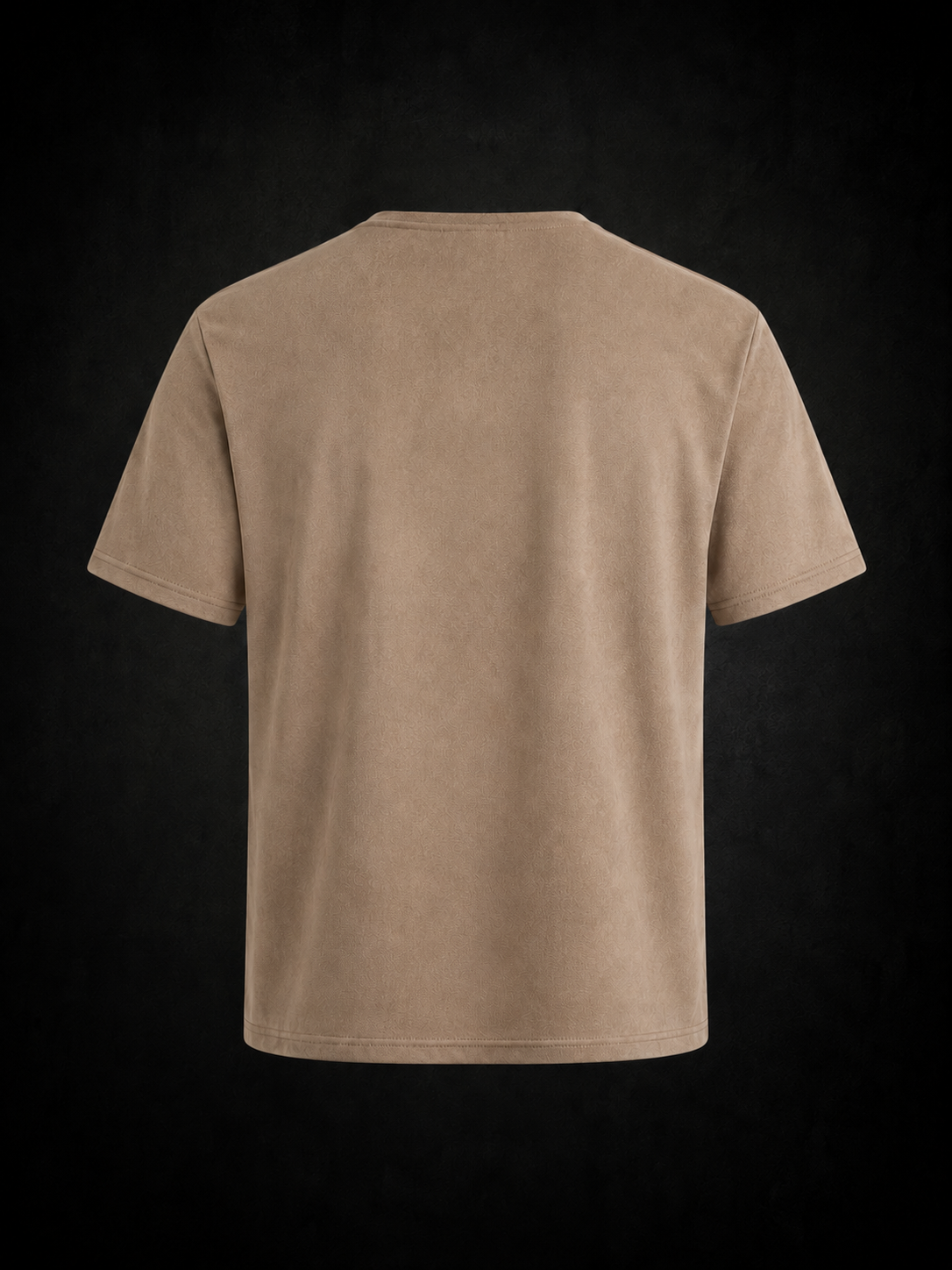 Regent Tee in Sandstone, back view — plain velvet back with a straight hem